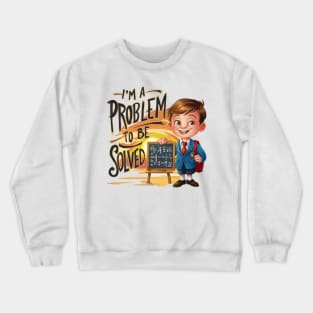 Intellectual Whimsy: Schoolboy Solving Equations Crewneck Sweatshirt